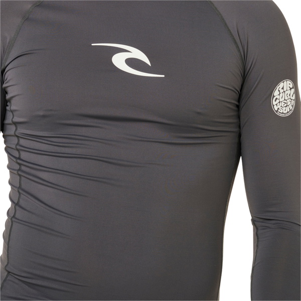 2026 Rip Curl M&auml;nner Waves UPF Performance Langarm-Lycra-Weste 16FMRV - Charcoal Grey